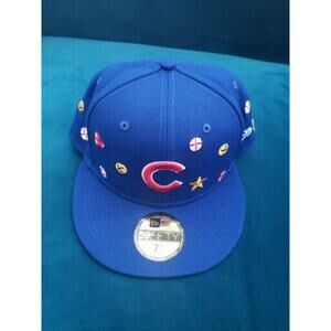 Sz 7 1/2 New Era Chicago Cubs Holly Blue 59FIFTY Fitted Hat 14500 Baseball Cap